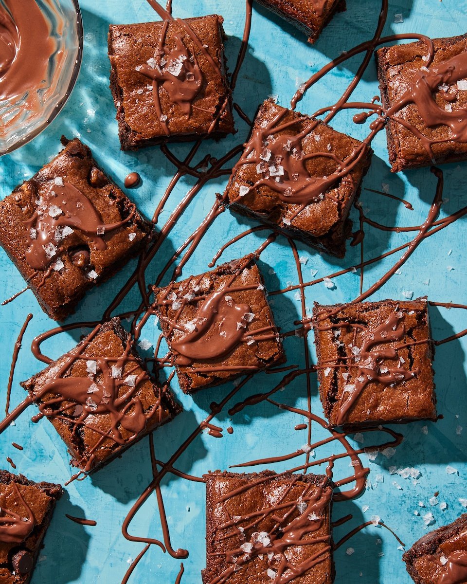 brownies on a blue background