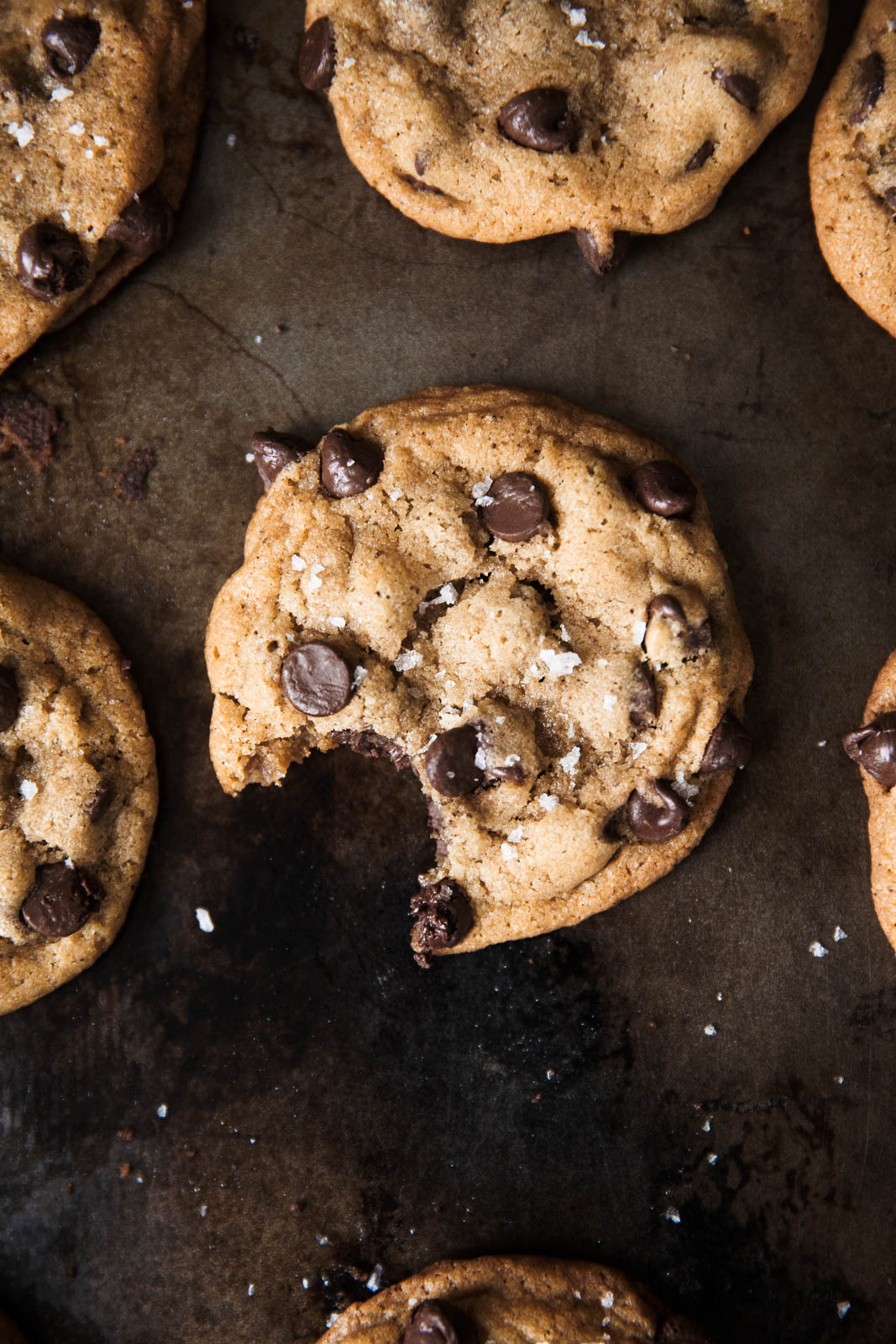 Brown Butter Chocolate Chip Cookies on a baking sheet