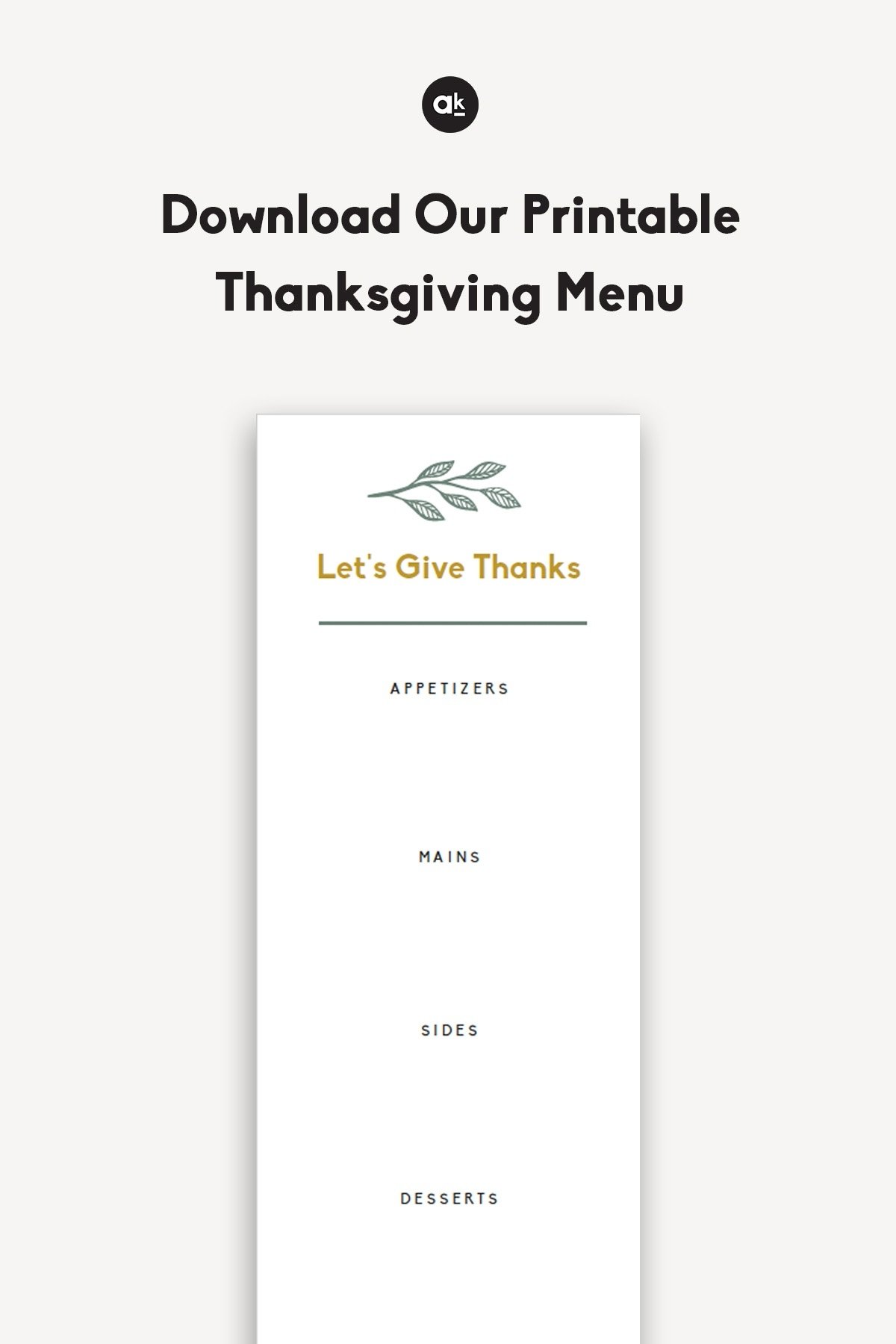 printable thanksgiving menu