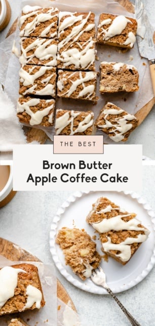 collage of an apple coffee cake