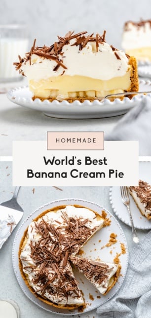 collage of a banana cream pie recipe