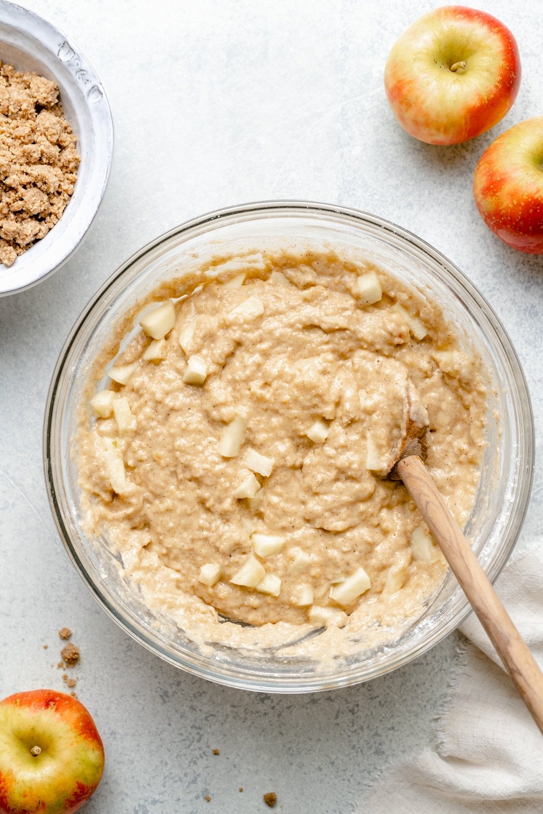 mixing batter for brown butter apple coffee cake