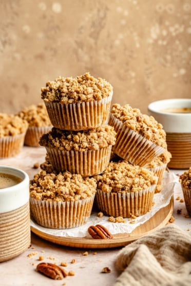 homemade apple muffins in a stack