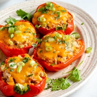 tuna stuffed peppers on a plate