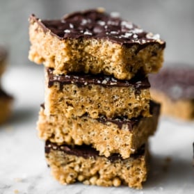 Healthy Rice Krispie Treats in a stack