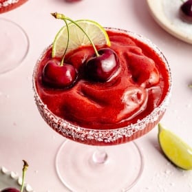 frozen cherry margarita in a glass