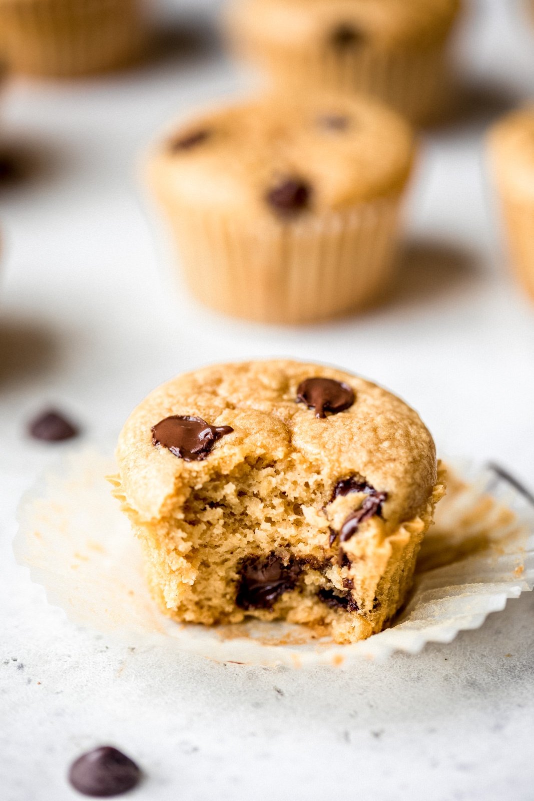 healthy chickpea muffin with a bite taken out