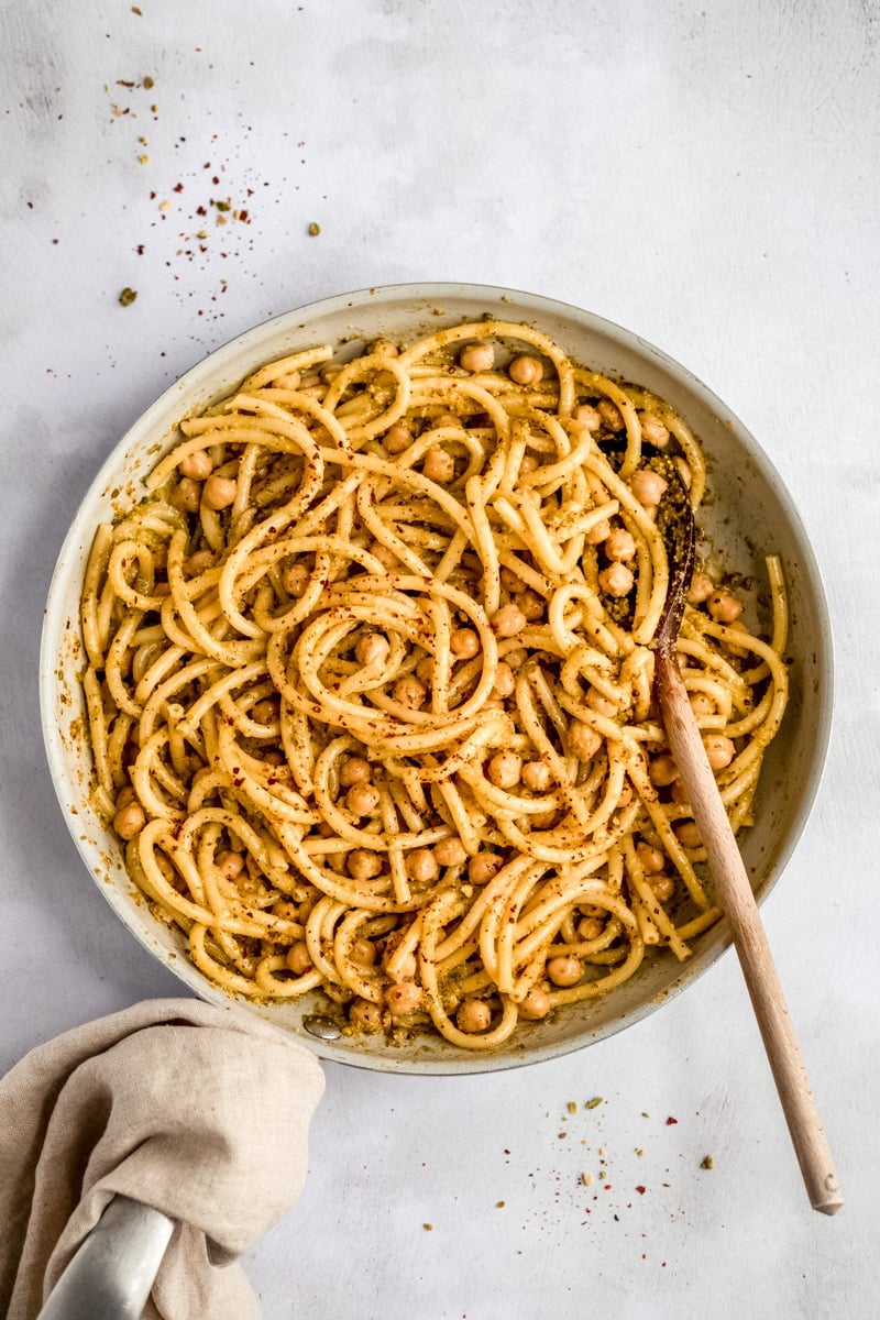 brown butter pasta in a skillet