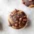 chocolate pumpkin muffins on a grey board