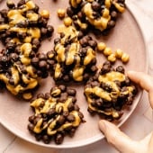 chickpea chocolate clusters on a plate