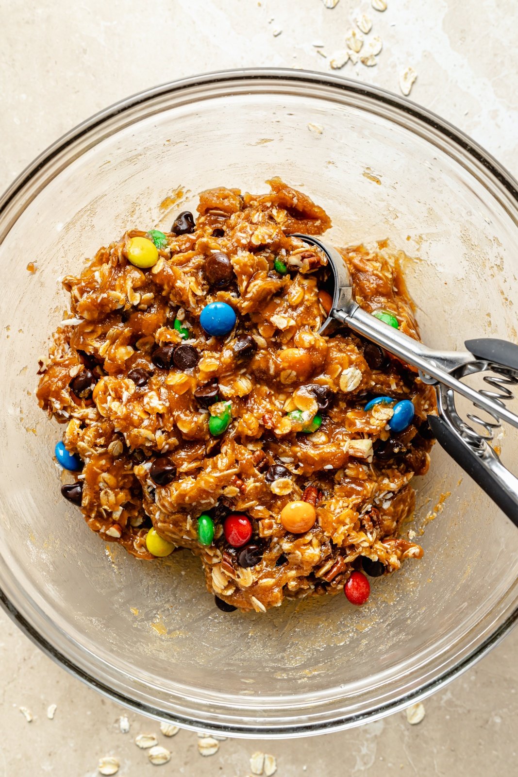 healthy monster cookie dough in a bowl