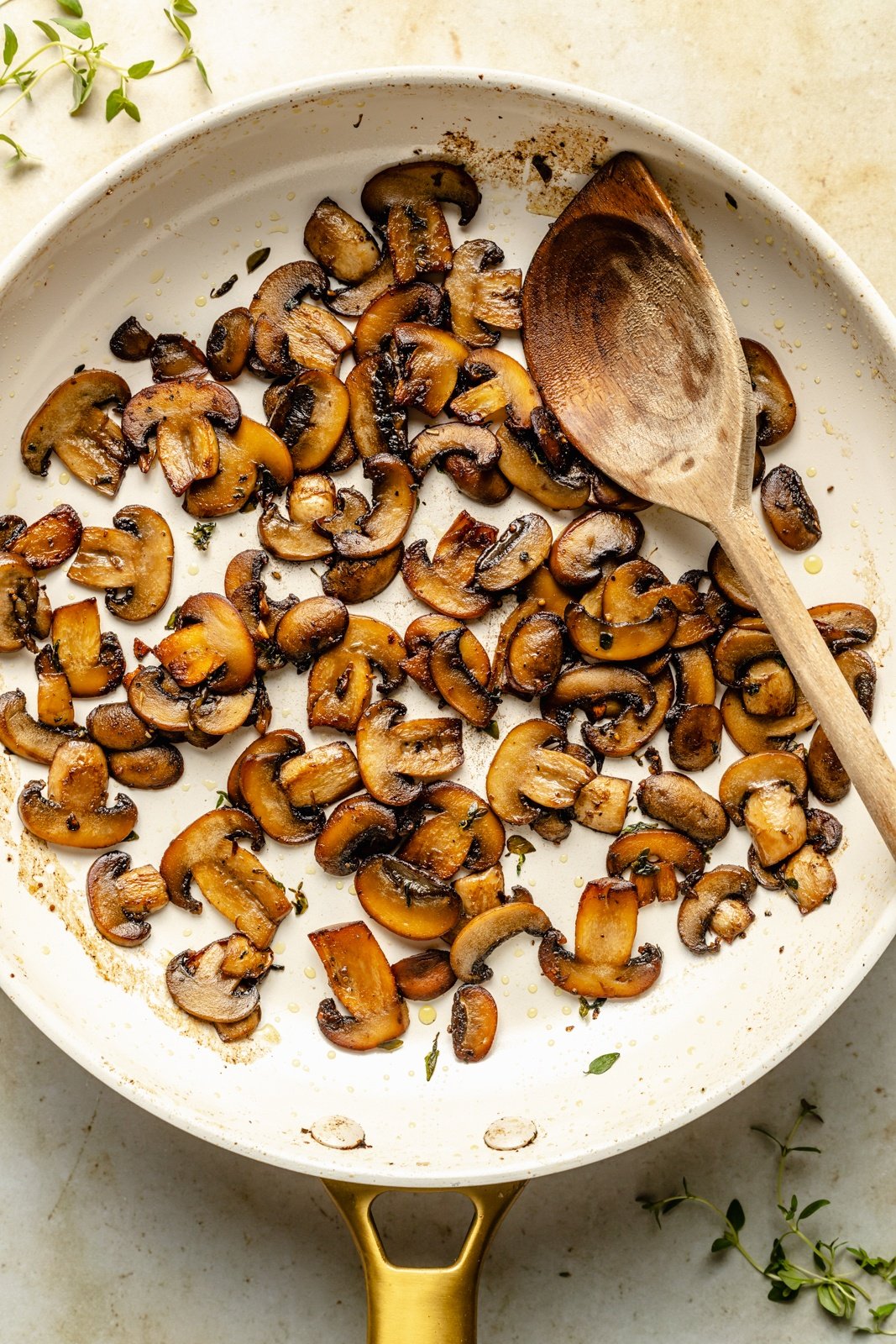 cooking mushrooms in a skillet