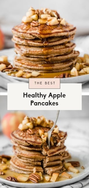 collage of healthy apple pancakes