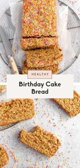 collage of healthy birthday cake bread