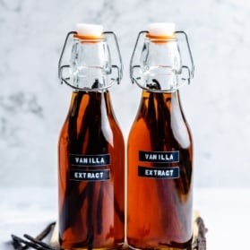 homemade vanilla extract in two jars