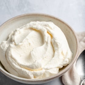 homemade whipped cream in a bowl