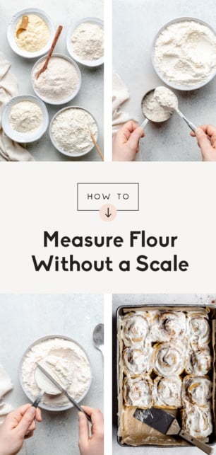 collage of how to measure flour