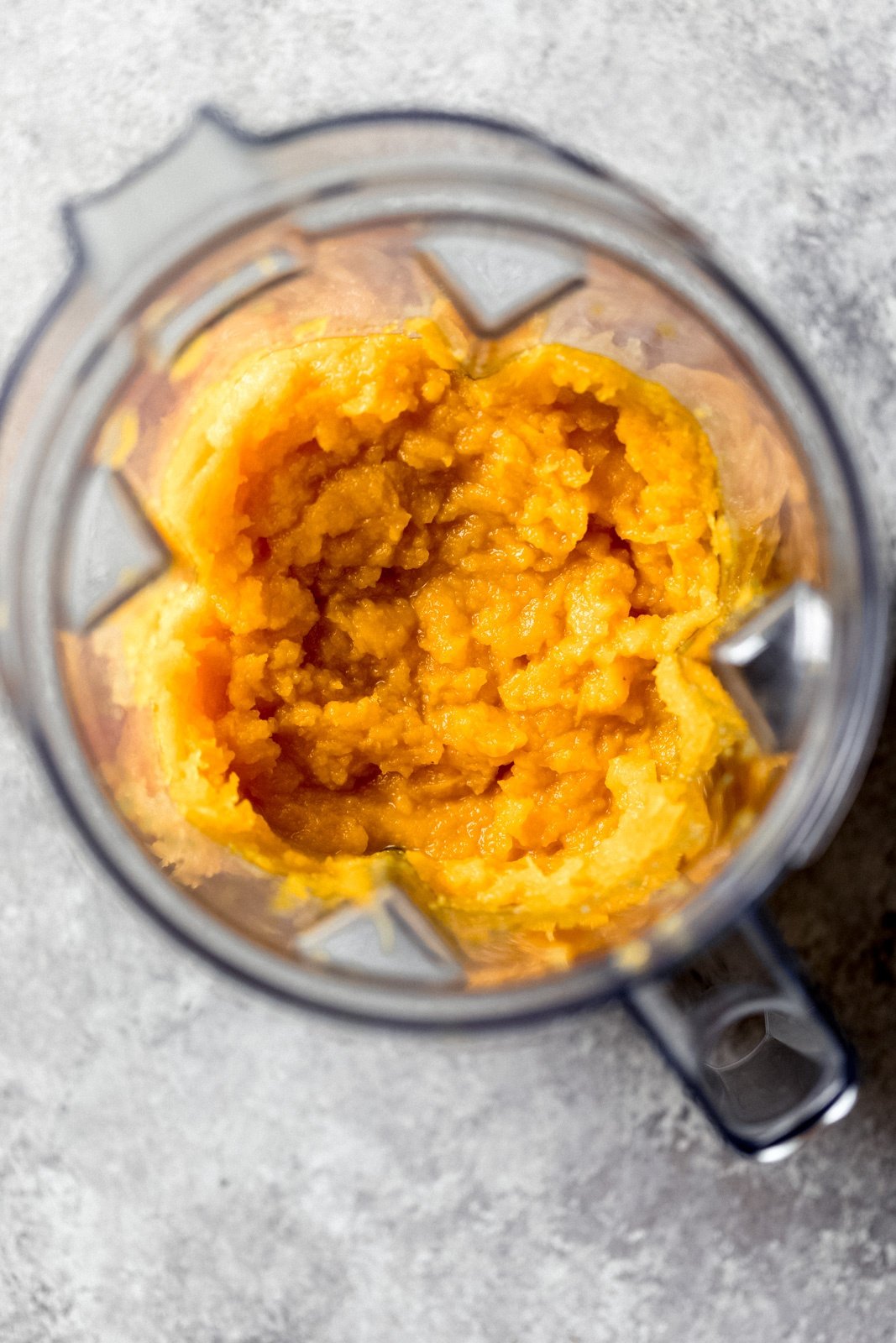 homemade pumpkin puree in a blender