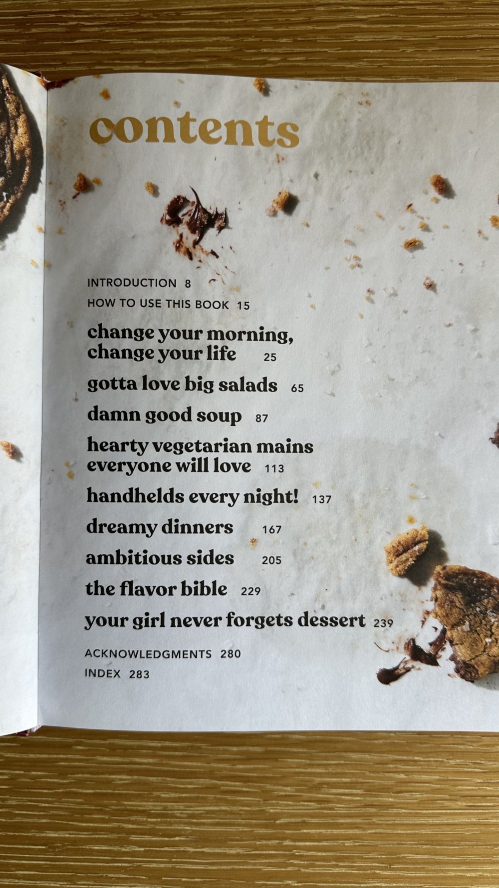 photo of the table of contents from the Ambitious Kitchen Cookbook