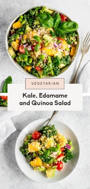 collage of a kale quinoa salad