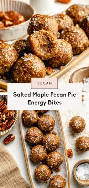 collage of pecan energy bites