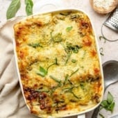 mushroom chicken lasagna roll ups in a pan