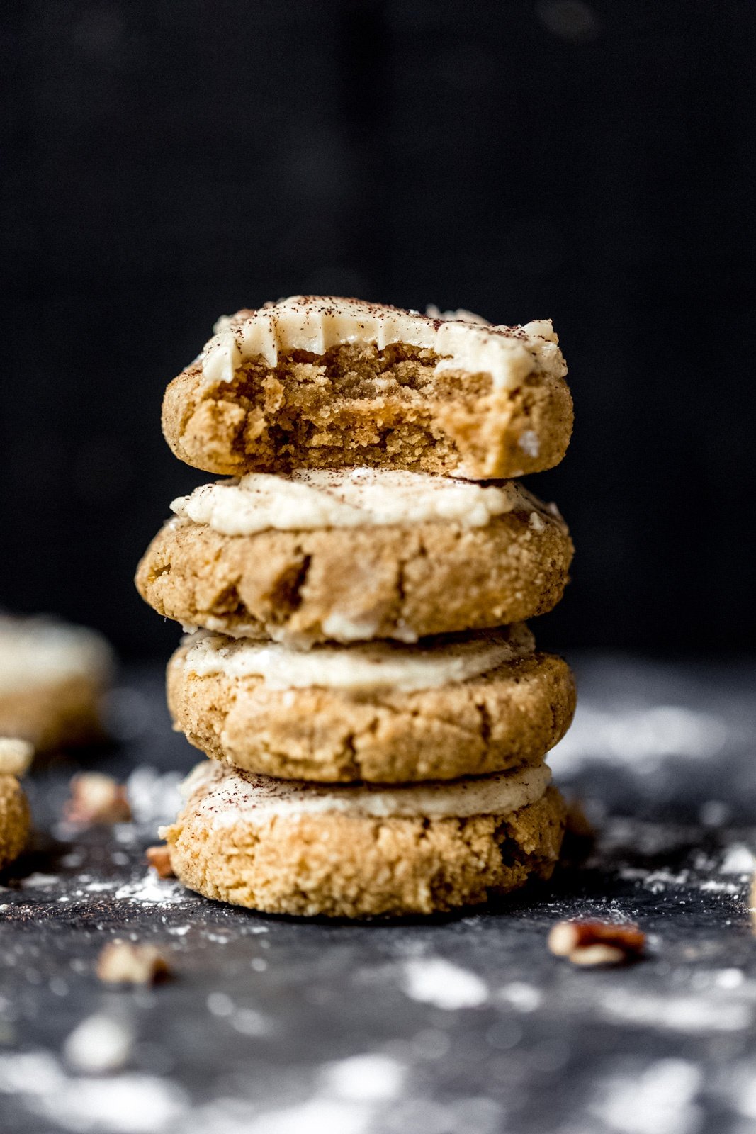 soft pumpkin cookies in a stack