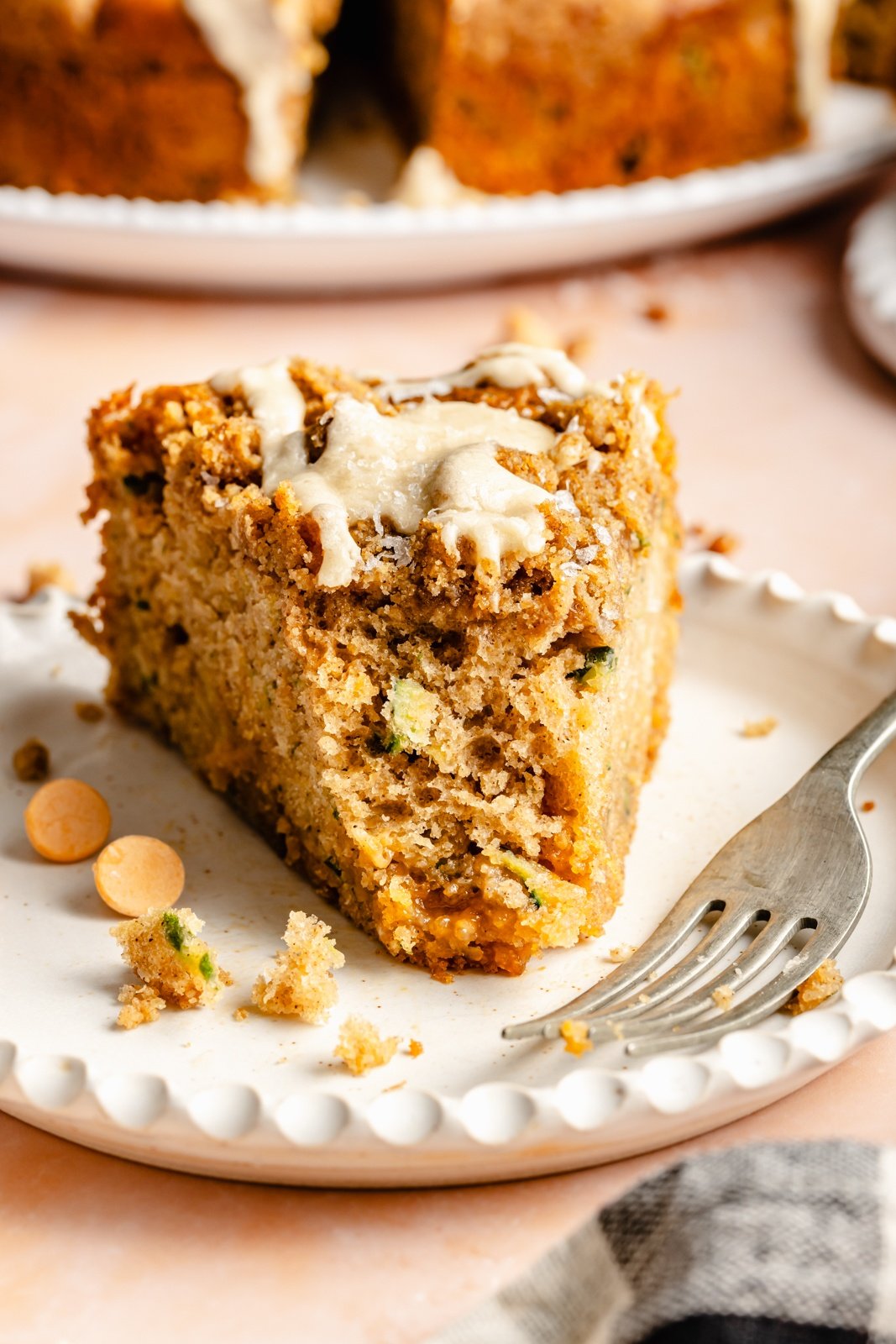 slice of zucchini coffee cake on a plate