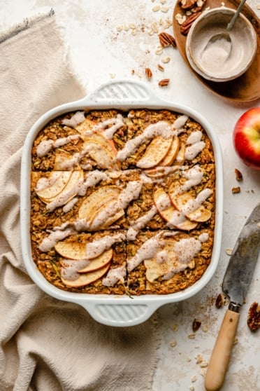 apple zucchini oatmeal bake in a pan