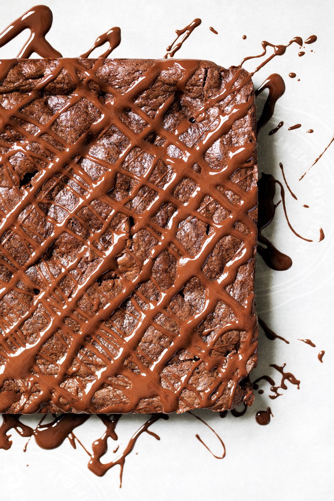 tahini brownies drizzled with chocolate