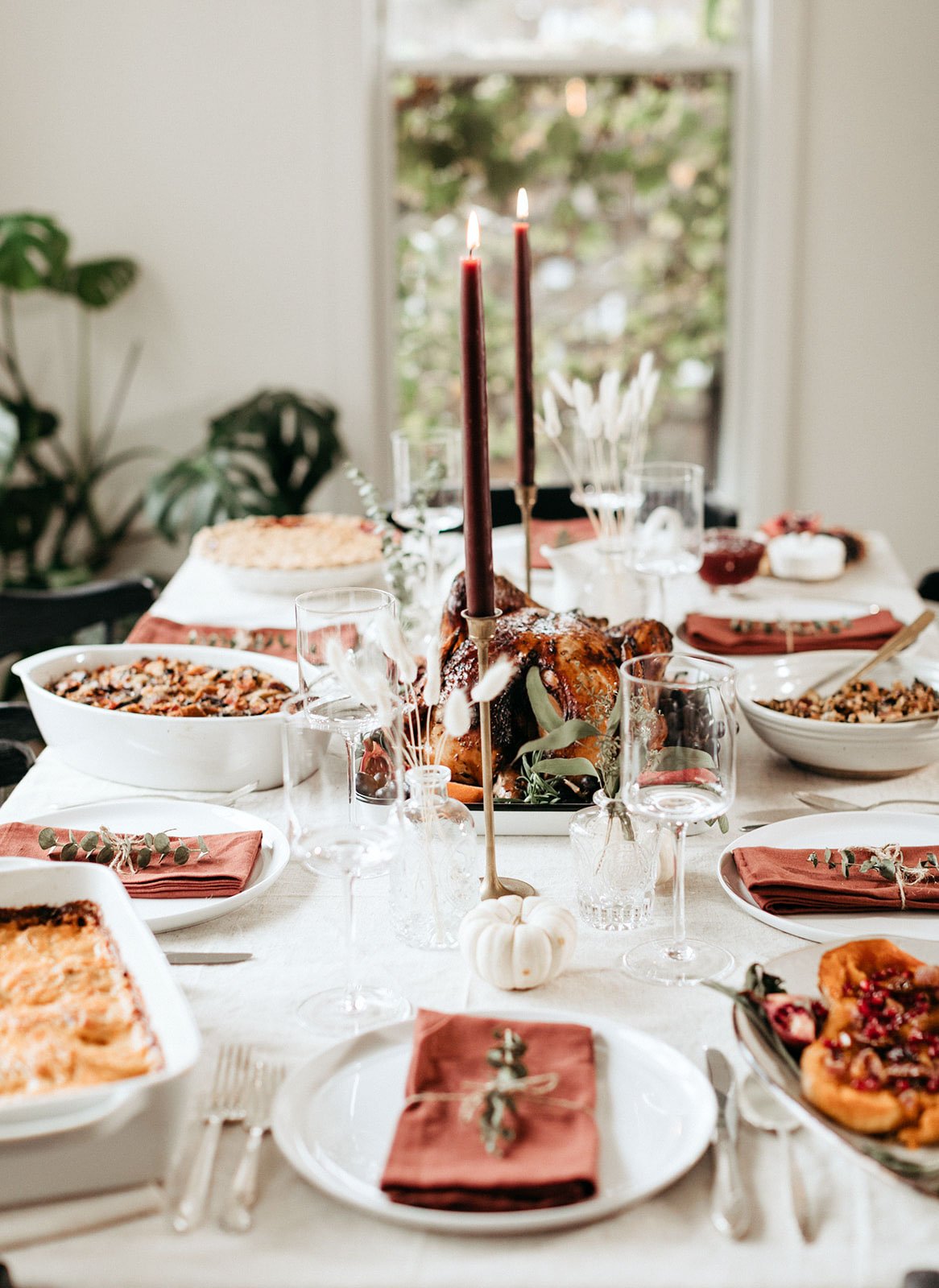 thanksgiving table with food