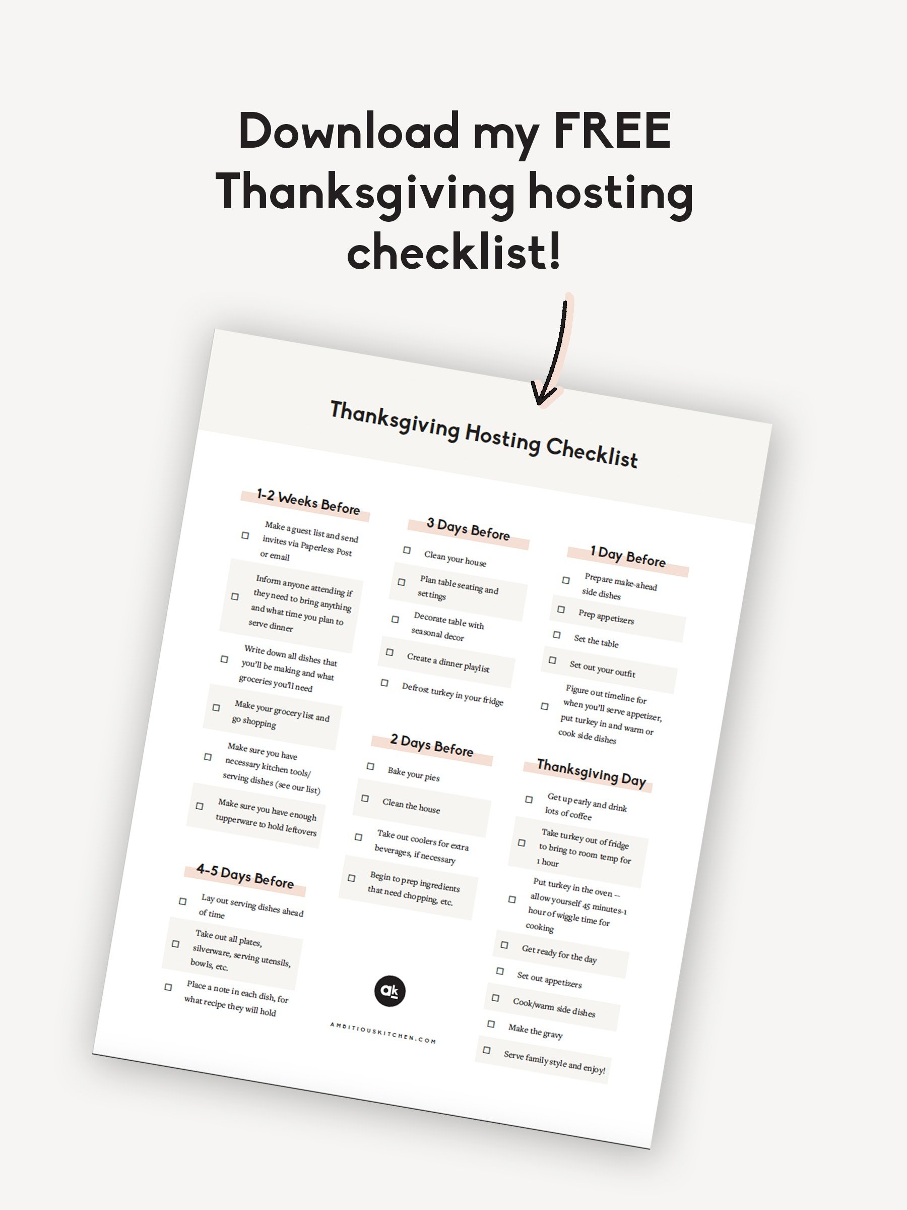 thanksgiving hosting checklist