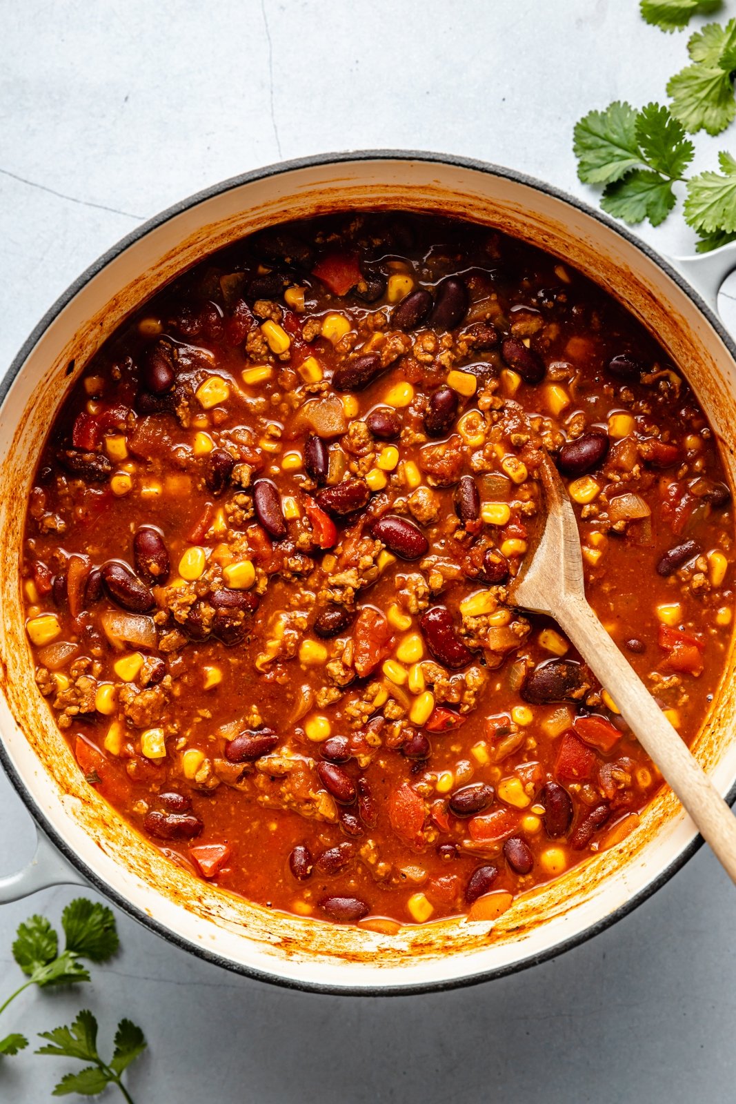 turkey chili in a pot