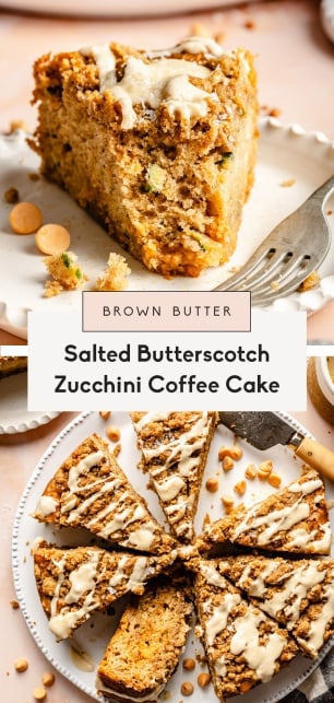 collage of a zucchini coffee cake