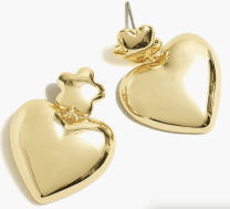 two gold heart earrings